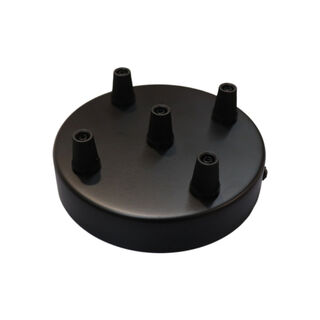 Ceiling Rose 120 mm BLACK - 5 Cordgrips