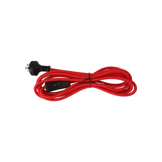 3-Core Cloth Cord Set 3.5 m Switched RED