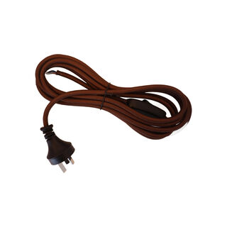 3-Core Cloth Cord Set 3.5 m Switched BROWN