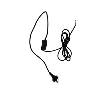 2-Core Cord Set 2.5m Switched BLACK - Switch at plug end
